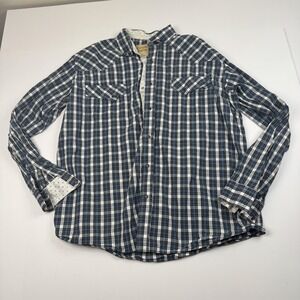 Cowboy Legend Shirt Mens 3XLT Blue White Plaid Western Pearl Snap Long Sleeve